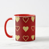 Valentijnsdag Red Luxury Golden Hearts Mok (Links)