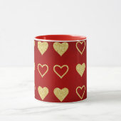 Valentijnsdag Red Luxury Golden Hearts Mok (Midden)