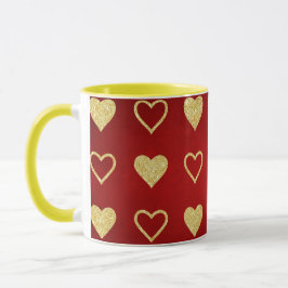 Valentijnsdag Red Luxury Golden Hearts Mok