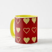 Valentijnsdag Red Luxury Golden Hearts Mok (Voorkant links)