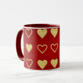Valentijnsdag Red Luxury Golden Hearts Mok (Voorkant links)
