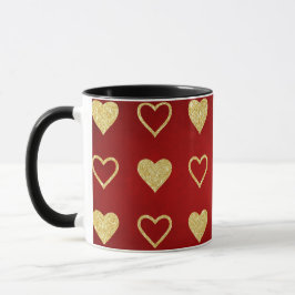 Valentijnsdag Red Luxury Golden Hearts Mok