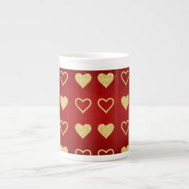 Valentijnsdag Red Luxury Golden Hearts Porselein Kop