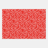 Valentijnsdag - Red Open Hearts Random Pattern Inpakpapier Vel (Voorkant 2)
