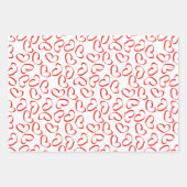 Valentijnsdag - Red Open Hearts Random Pattern Inpakpapier Vel (Voorkant)