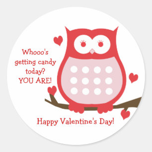 Valentijnsdag Red Owl Snoep Favor Sticker