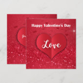 Valentijnsdag Red Paper Heart Glitter - Kaart (Voorkant / Achterkant)