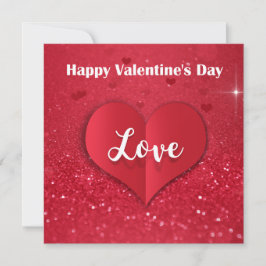 Valentijnsdag Red Paper Heart Glitter - Kaart