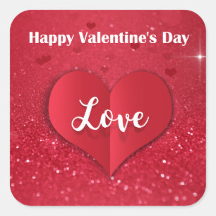 Valentijnsdag Red Paper Heart Glitter - Sticker
