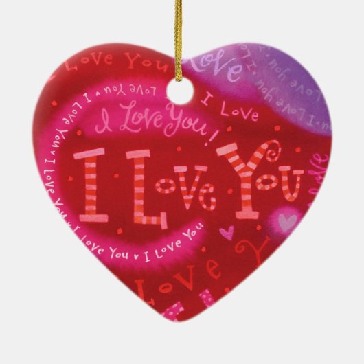 Valentijnsdag Red Pink I Love You Typography Keramisch Ornament (Achterkant)