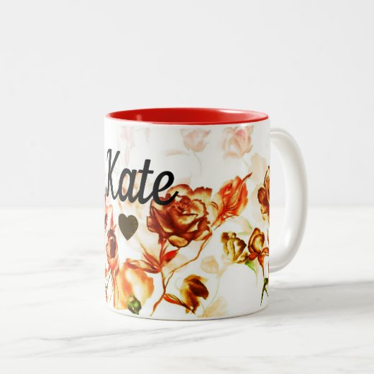 Valentijnsdag Red Rose Custom Name Mok Cup Tea (Voorkant rechts)