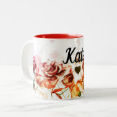 Valentijnsdag Red Rose Custom Name Mok Cup Tea (Voorkant links)
