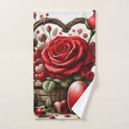 Valentijnsdag Red Rose en haar harten Handdoek