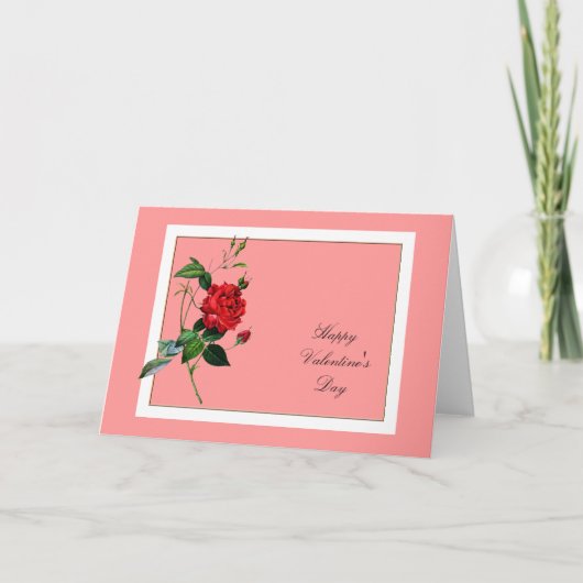 Valentijnsdag Red Rose, Pierre Joseph Redouté Feestdagen Kaart (Voorkant)