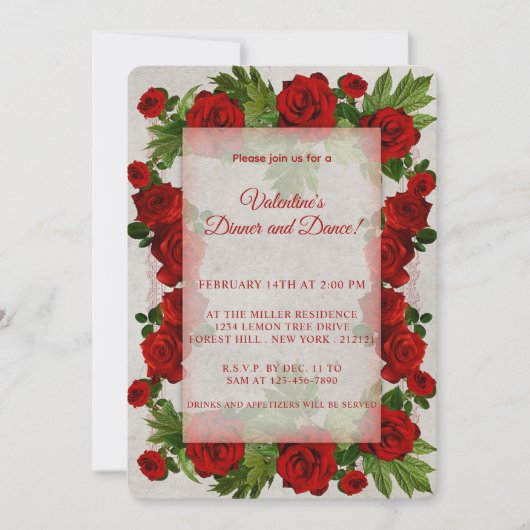 Valentijnsdag Red Roses Lijst Kaart (Voorkant)