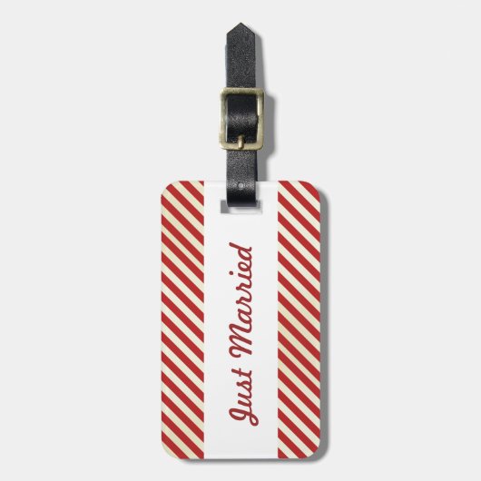 Valentijnsdag Red Stripes bagagelabel (Voorkant verticaal)