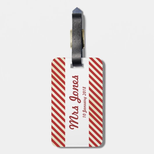 Valentijnsdag Red Stripes bagagelabel (Achterkant verticaal)