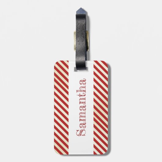 Valentijnsdag Red Stripes bagagelabel (Achterkant verticaal)