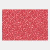 Valentijnsdag Red White Glitter Hearts Trendy Inpakpapier Vel (Voorkant 2)