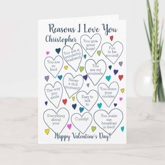 Valentijnsdag redenen waarom ik van je hou geperso kaart (Voorkant)