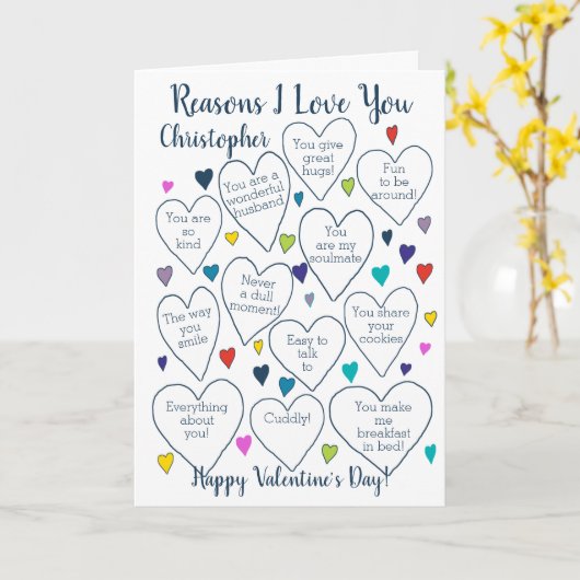 Valentijnsdag redenen waarom ik van je hou geperso kaart (Gele Bloem)