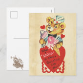 Valentijnsdag Retro Beer Kinder Rode Hart Pun Meis Feestdagenkaart (Voorkant / Achterkant)