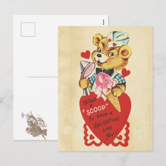 Valentijnsdag Retro Beer Kinder Rode Hart Pun Meis Feestdagenkaart (Voorkant / Achterkant)