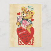 Valentijnsdag Retro Beer Kinder Rode Hart Pun Meis Feestdagenkaart (Voorkant)