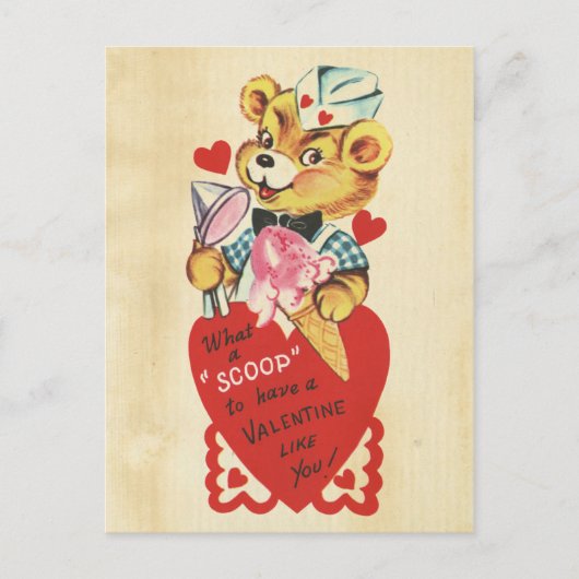 Valentijnsdag Retro Beer Kinder Rode Hart Pun Meis Feestdagenkaart (Voorkant)