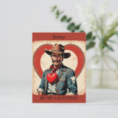 VALENTIJNSDAG Retro Cowboy bewerkbaar Briefkaart (Staand voorkant)