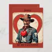 VALENTIJNSDAG Retro Cowboy bewerkbaar Briefkaart (Voorkant / Achterkant)