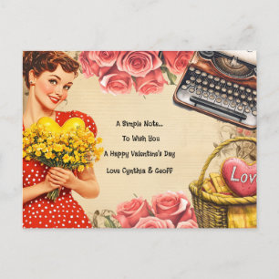  Valentijnsdag Retro Flat Holiday Kaart