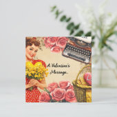  Valentijnsdag Retro Flat Holiday Kaart (Staand voorkant)