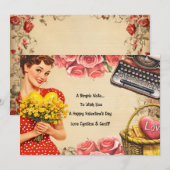 Valentijnsdag Retro Flat Holiday Kaart (Voorkant / Achterkant)