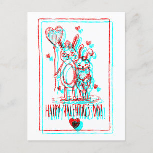 Valentijnsdag Retro Glitch Vakantie Kaart
