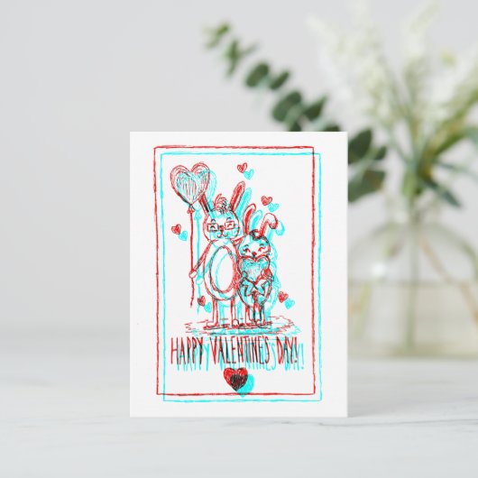 Valentijnsdag Retro Glitch Vakantie Kaart (Staand voorkant)