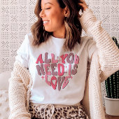 Valentijnsdag Retro Groovy Heart Word Art T-shirt