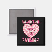 Valentijnsdag Retro Groovy Valentijn Vibes T - shi Magneet (Voorkant / Achterkant)
