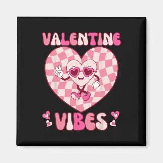 Valentijnsdag Retro Groovy Valentijn Vibes T - shi Magneet
