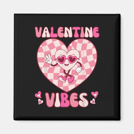 Valentijnsdag Retro Groovy Valentijn Vibes T - shi Magneet (Voorkant)