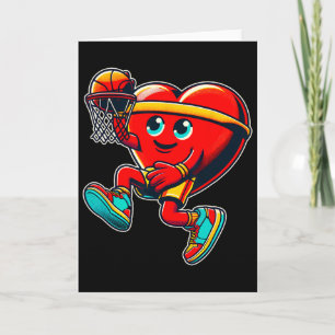 Valentijnsdag Retro Hart Basketbalspeler Slam Kaart