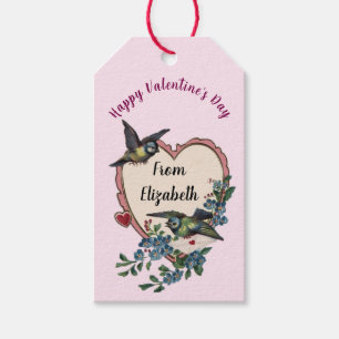  Valentijnsdag Retro Hearts Custom Cadeaulabel