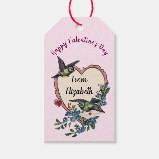  Valentijnsdag Retro Hearts Custom Cadeaulabel (Voorkant)
