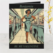 VALENTIJNsdag Retro jaren 50 bewerkbare vouwkaart Kaart (Gele Bloem)