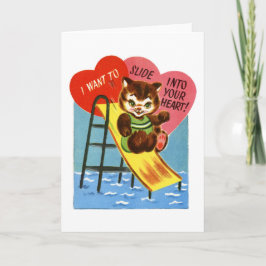 Valentijnsdag retro kitten spelen feestdagen kaart