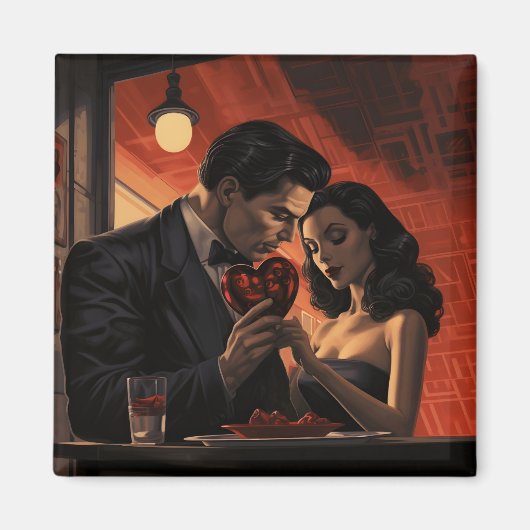 Valentijnsdag retro koppel comic magneet (Voorkant)