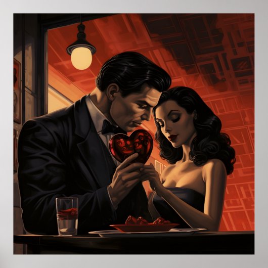 Valentijnsdag  retro koppel comic poster (Voorkant)