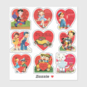  Valentijnsdag, Retro Love en Romance Sticker (Vel)