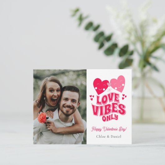 Valentijnsdag Retro Love Vibe Alleen Briefkaart (Staand voorkant)