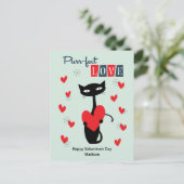 Valentijnsdag Retro Mid Century Cat Feestdagenkaart (Staand voorkant)